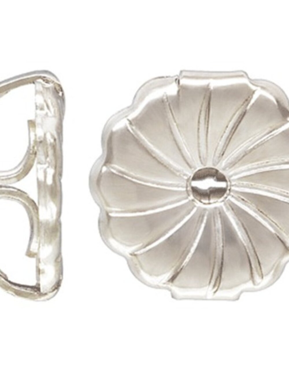 2 Pairs Sterling Silver Swirl Earring Backs 7mm - Secure Large Replacement Backs